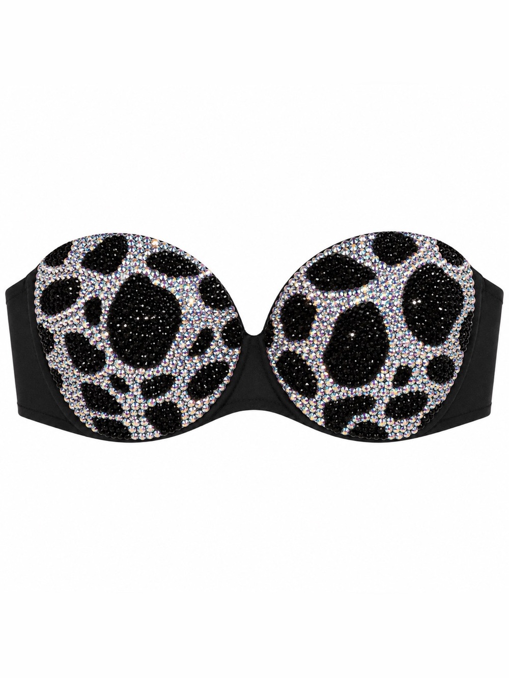34B Cow Print Design Rhinestone Glam Bling Bra Top